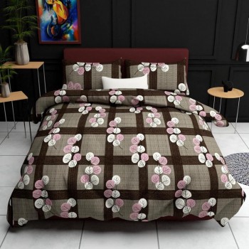 Market Fairy Floral Glace Cotton Fitted Bedsheet, Queen Size (90 x 100 inch) with 2 Big Pillow Covers